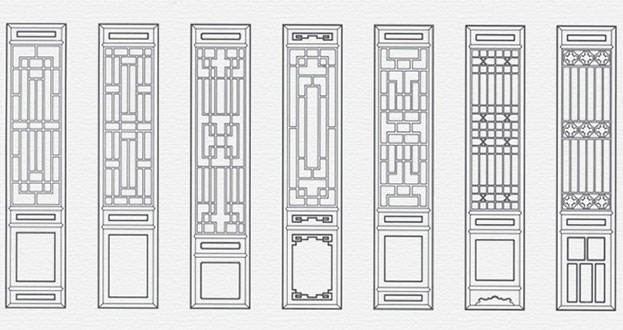 林口常用中式仿古花窗图案隔断设计图